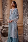 Amitabh Malhotra_Green Georgette Embroidery Luneville Stripe Embellished Kurta Sharara Set _at_Aza_Fashions