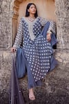 Buy_Amitabh Malhotra_Grey Georgette Embellished Mirror V Neck Kurta Sharara Set  