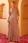 Buy_Amitabh Malhotra_Purple Georgette Embroidered And Embellished Sequin V Kurta Sharara Set  _at_Aza_Fashions