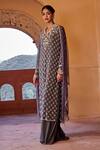 Shop_Amitabh Malhotra_Grey Georgette Embroidered And Embellished Pearl Kurta Sharara Set  _at_Aza_Fashions