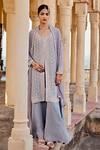 Buy_Amitabh Malhotra_Grey Georgette Embroidered And Embellished Mirror Kurta Sharara Set  _at_Aza_Fashions