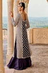 Amitabh Malhotra_Blue Georgette Embroidered And Embellished Pearl Round Bead Kurta Sharara Set _Online_at_Aza_Fashions