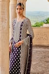 Shop_Amitabh Malhotra_Blue Georgette Embroidered And Embellished Pearl Round Bead Kurta Sharara Set _Online_at_Aza_Fashions