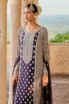 Amitabh Malhotra_Blue Georgette Embroidered And Embellished Pearl Round Bead Kurta Sharara Set _at_Aza_Fashions