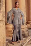 Buy_Amitabh Malhotra_Grey Georgette Embroidered And Embellished Mughal Jacket & Pant Set  _at_Aza_Fashions