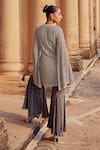 Amitabh Malhotra_Grey Georgette Embroidered And Embellished Mughal Jacket & Pant Set  _Online_at_Aza_Fashions