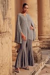 Shop_Amitabh Malhotra_Grey Georgette Embroidered And Embellished Mughal Jacket & Pant Set  _Online_at_Aza_Fashions