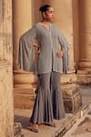 Amitabh Malhotra_Grey Georgette Embroidered And Embellished Mughal Jacket & Pant Set  _at_Aza_Fashions