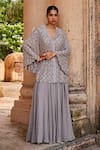 Buy_Amitabh Malhotra_Grey Georgette Embroidered And Embellished Zari Jacket & Pant Set  _at_Aza_Fashions