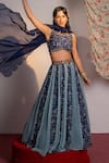 Buy_Redpine Designs_Blue Lehenga Viscose Georgette Printed Floral Round Panelled Set _at_Aza_Fashions