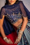 Shop_Redpine Designs_Blue Lehenga Viscose Georgette Printed Floral Round Panelled Set _Online_at_Aza_Fashions