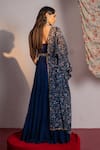 Shop_Redpine Designs_Blue Anarkali Viscose Muslin Silk Printed Floral Round Tiered With Dupatta _at_Aza_Fashions