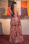 Shop_Redpine Designs_Coral Kurta And Sharara Viscose Raw Silk Printed Cutdana Embellished Set _at_Aza_Fashions