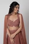 Shop_LABEL SHRISTI CHETANI_Pink Crepe Hand Embroidered Sweetheart Mehr Layered Lehenga Set _Online_at_Aza_Fashions