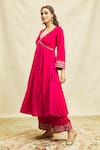 Shop_Alaya Advani_Fuchsia Anarkali And Pant Velvet Hand Embroidered Aari & Zardozi Floral Set _Online_at_Aza_Fashions