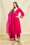 Alaya Advani_Fuchsia Anarkali And Pant Velvet Hand Embroidered Aari & Zardozi Floral Set _at_Aza_Fashions