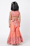 Shop_LIL DRAMA_Orange Polyester Digital Printed Floral Crop Top And Sharara Set _at_Aza_Fashions