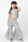 Buy_Lil Drama_Blue Polyester Gota Patti, Embroidery Floral Pattern Crop Top And Sharara Set _at_Aza_Fashions
