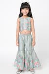 Buy_Lil Drama_Blue Polyester Gota Patti, Embroidery Floral Pattern Crop Top And Sharara Set _Online_at_Aza_Fashions