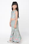 Shop_Lil Drama_Blue Polyester Gota Patti, Embroidery Floral Pattern Crop Top And Sharara Set _Online_at_Aza_Fashions