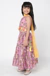 Buy_LIL DRAMA_Purple Polyester Digital Printed Floral Blouse Lehenga Set_Online_at_Aza_Fashions