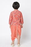 Shop_Lil Drama_Orange Polyester Floral Print Kurta And Dhoti Pant Set _at_Aza_Fashions