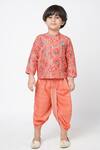 Lil Drama_Orange Polyester Floral Print Kurta And Dhoti Pant Set _Online_at_Aza_Fashions