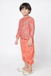 Buy_Lil Drama_Orange Polyester Floral Print Kurta And Dhoti Pant Set _Online_at_Aza_Fashions