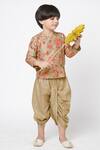 Buy Lil Drama Beige Polyester Embroidery Floral Print Kurta And Striped Dhoti Pant Set at Aza Fashions Buy_Lil Drama_Beige Polyester Embroidery Floral Print Kurta And Striped Dhoti Pant Set _at_Aza_Fashions