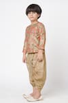 Buy Lil Drama Beige Polyester Embroidery Floral Print Kurta And Striped Dhoti Pant Set Online at Aza Fashions Buy_Lil Drama_Beige Polyester Embroidery Floral Print Kurta And Striped Dhoti Pant Set _Online_at_Aza_Fashions