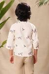 Shop_LittleCheer_Off White Soft Cotton Cambric Embroidered Thread Work Birds Shirt _at_Aza_Fashions