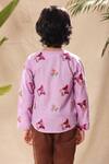 Shop_LittleCheer_Purple Soft Cotton Cambric Embroidered Thread Work Butterfly Shirt _at_Aza_Fashions