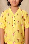 Littlecheer Yellow Cotton Embroidery Flamingo Thread Work Shirt Online at Aza Fashions Littlecheer_Yellow Cotton Embroidery Flamingo Thread Work Shirt _Online_at_Aza_Fashions
