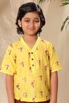 Buy Littlecheer Yellow Cotton Embroidery Flamingo Thread Work Shirt Online at Aza Fashions Buy_Littlecheer_Yellow Cotton Embroidery Flamingo Thread Work Shirt _Online_at_Aza_Fashions