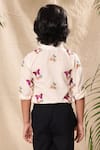 Shop_LittleCheer_Off White Soft Cotton Cambric Embroidered Thread Butterfly Shirt And Pant Set_at_Aza_Fashions