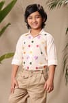 Buy_LittleCheer_Off White Soft Cotton Cambric Embroidered Thread Work Floral Shirt And Pant Set _Online_at_Aza_Fashions