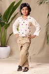 Buy_LittleCheer_Off White Soft Cotton Cambric Embroidered Thread Work Floral Shirt And Pant Set _at_Aza_Fashions