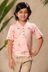 Buy_LittleCheer_Pink Soft Cotton Cambric Embroidered Thread Work Bird Shirt And Pant Set _Online_at_Aza_Fashions