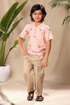 Buy_LittleCheer_Pink Soft Cotton Cambric Embroidered Thread Work Bird Shirt And Pant Set _at_Aza_Fashions