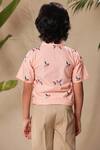 Shop_LittleCheer_Pink Soft Cotton Cambric Embroidered Thread Work Bird Shirt And Pant Set _at_Aza_Fashions