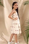 Littlecheer_Off White Cotton Embroidery Ladybug Dress _Online_at_Aza_Fashions