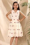 Shop_Littlecheer_Off White Cotton Embroidery Ladybug Dress _Online_at_Aza_Fashions