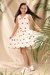 Buy_Littlecheer_Off White Cotton Embroidery Ladybug Dress _at_Aza_Fashions