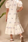 Littlecheer_Off White Cotton Embroidery Bird Dress _Online_at_Aza_Fashions