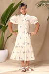 Buy_Littlecheer_Off White Cotton Embroidery Bird Dress _at_Aza_Fashions