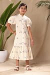 Shop_Littlecheer_Off White Cotton Embroidery Bird Dress _at_Aza_Fashions