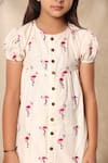 Shop_LittleCheer_Off White Soft Cotton Cambric Embroidery Thread Flamingo Dress _Online_at_Aza_Fashions