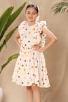 Shop_LittleCheer_Off White Soft Cotton Cambric Embroidery Thread Flower Dress _Online_at_Aza_Fashions