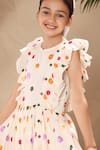 LittleCheer_Off White Soft Cotton Cambric Embroidery Thread Flower Dress _at_Aza_Fashions