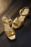 Buy_Oroh_Gold Zircon Metallic Embossed Sandals _at_Aza_Fashions